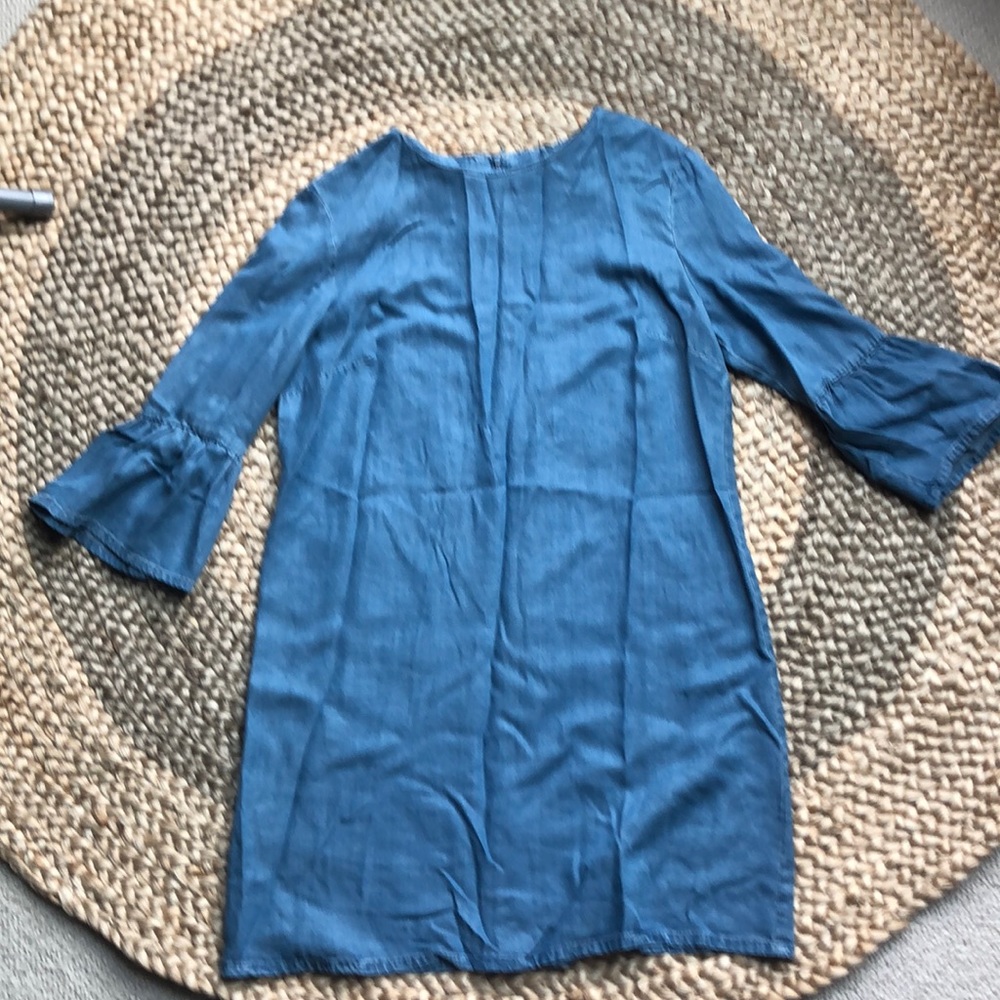 Zara Denim Bell Sleeve Dress - Picture 4 of 7
